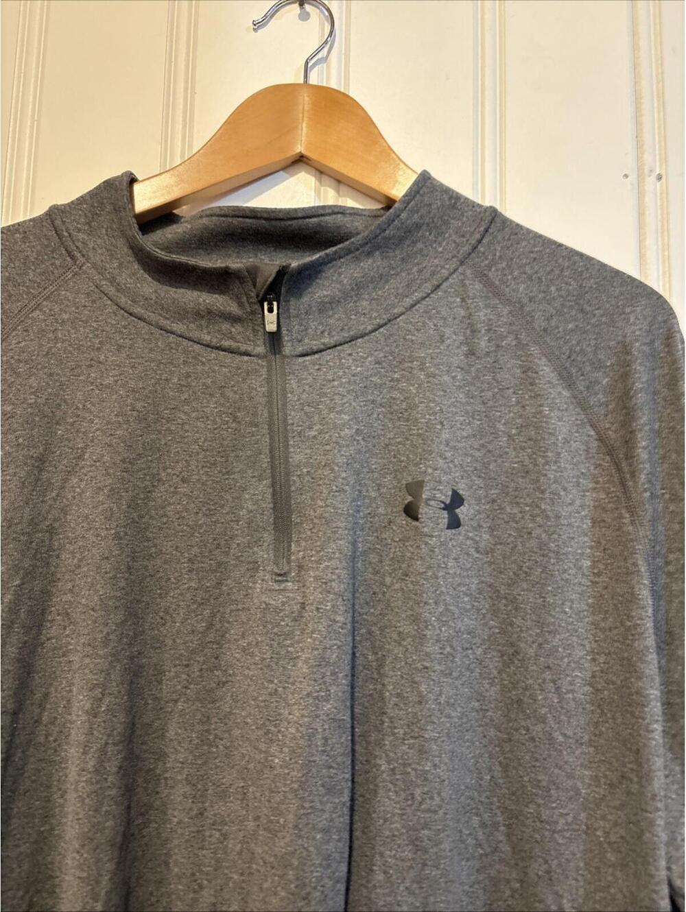 Lot of 2 Under Armour HeatGear Mens Long Sleeve 1/4 Zip Pullover Shirts Gray 3XL - Picture 3 of 9